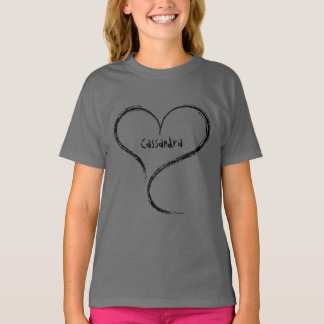 T-shirt Coeur en forme libre pour votre nom enfants