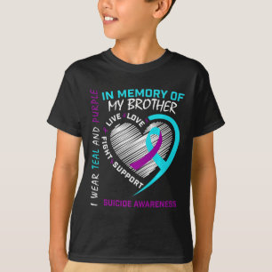 T-shirt Coeur En Mémoire De Mon Frère Sensibilisation Au S