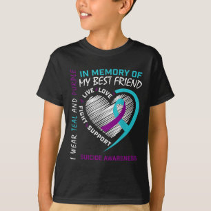 T-shirt Coeur En Mémoire Du Meilleur Ami Sensibilisation A