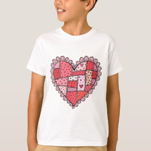 T-shirt cœur en patchwork faux doodle pour la Sain