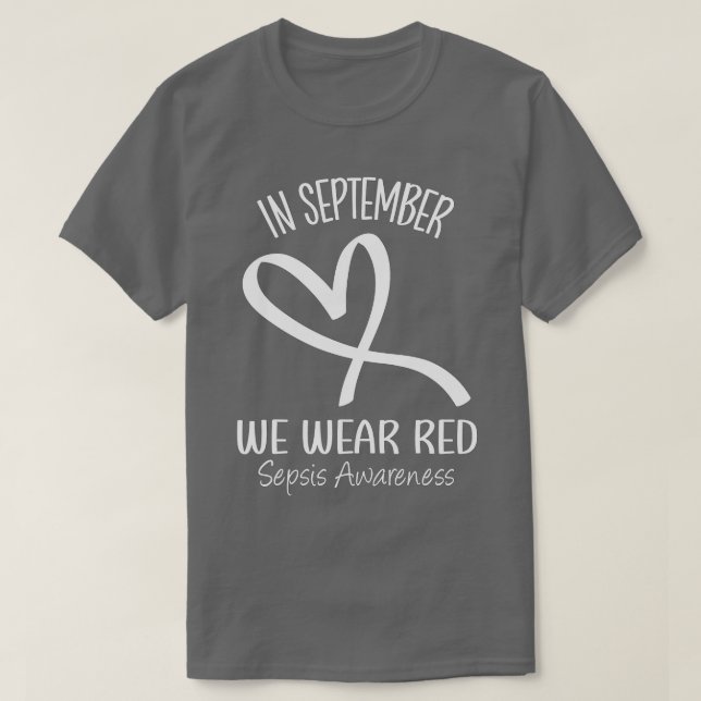 T-shirt Coeur En Septembre Nous Portons Red Sepsis Sensibi (Design devant)