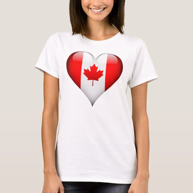 T-shirt Coeur en verre du drapeau canadien (Devant)
