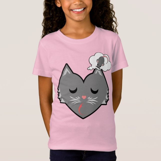 T-Shirt Coeur endormi Grey Kitty Dreams (Devant)