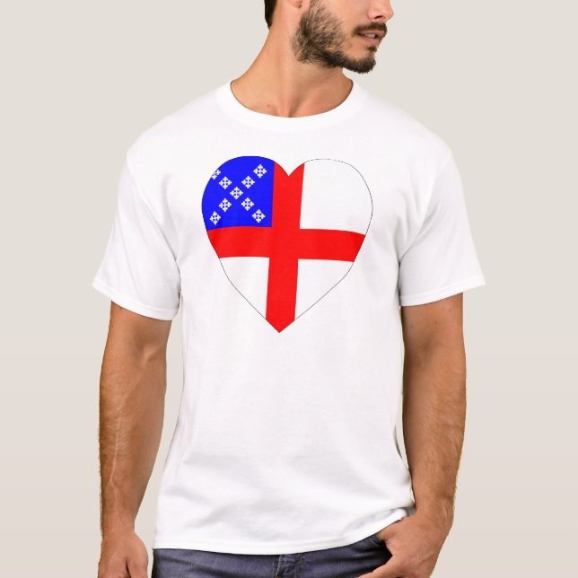 T-shirt Coeur épiscopal de drapeau (Devant)