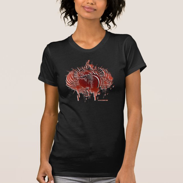 T-shirt Coeur et ailes flamboyants RedONpink Twofer (Devant)