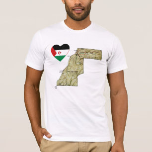 T-shirt Coeur et carte du drapeau du Sahara occidental T-s