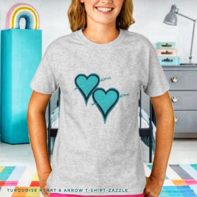 T-shirt Coeur et flèche turquoise (Créateur téléchargé)