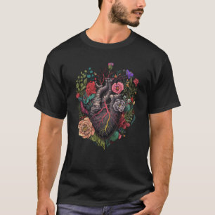 T-shirt Coeur Et Fleurs Anatomiques Montrent Votre Amour P