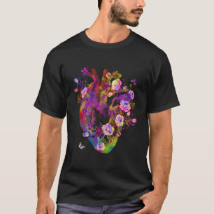 T-shirt Coeur Et Fleurs Anatomiques Montrent Votre Femme A