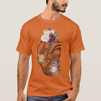 T-shirt Coeur Et Fleurs Anatomiques Montrent Votre Femme A