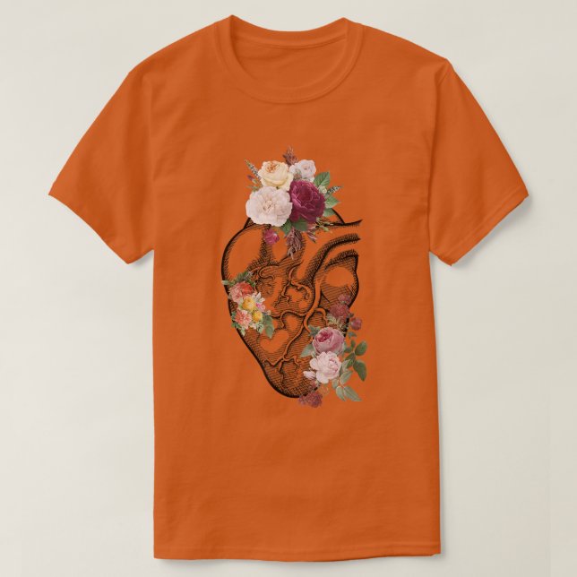 T-shirt Coeur Et Fleurs Anatomiques Montrent Votre Femme A (Design devant)