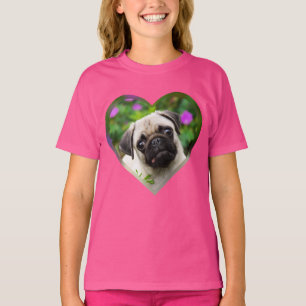 T-shirt Coeur fauve mignon de photo de visage de chiot de
