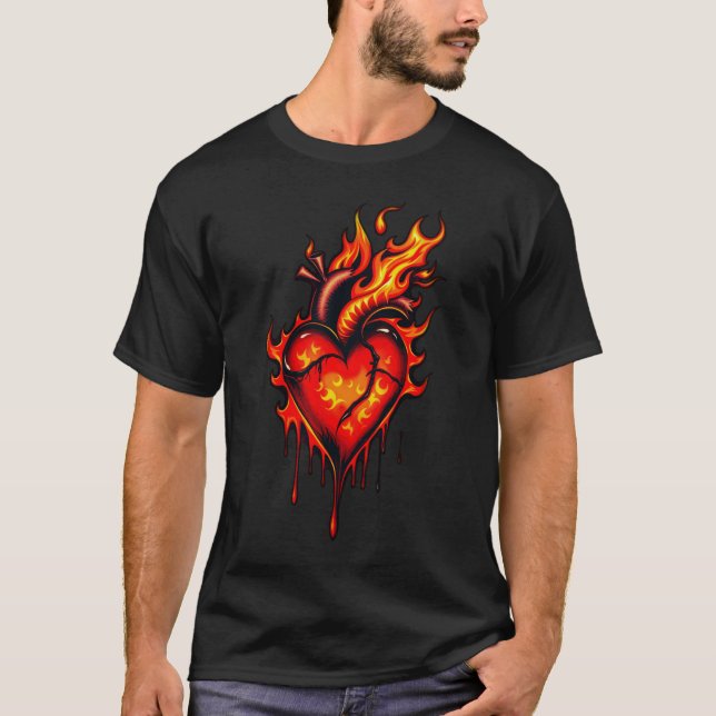 T-shirt Coeur flamboyant. (Devant)