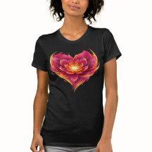 Cœur flamboyant de l'amour en fleurs