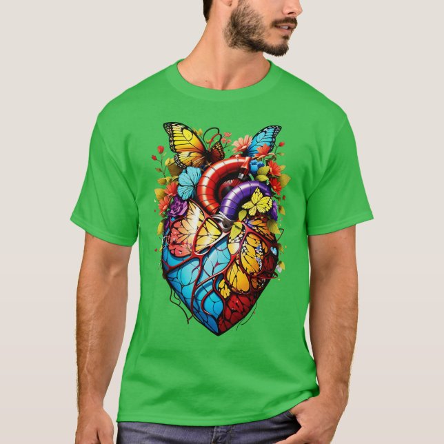 T-shirt coeur fleuri (Devant)