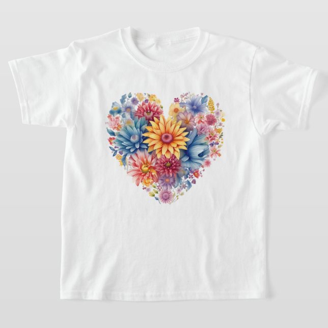 T-shirt Coeur floral (Poser)