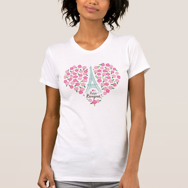 T-shirt Coeur floral de Paris Bonjour | (Devant)