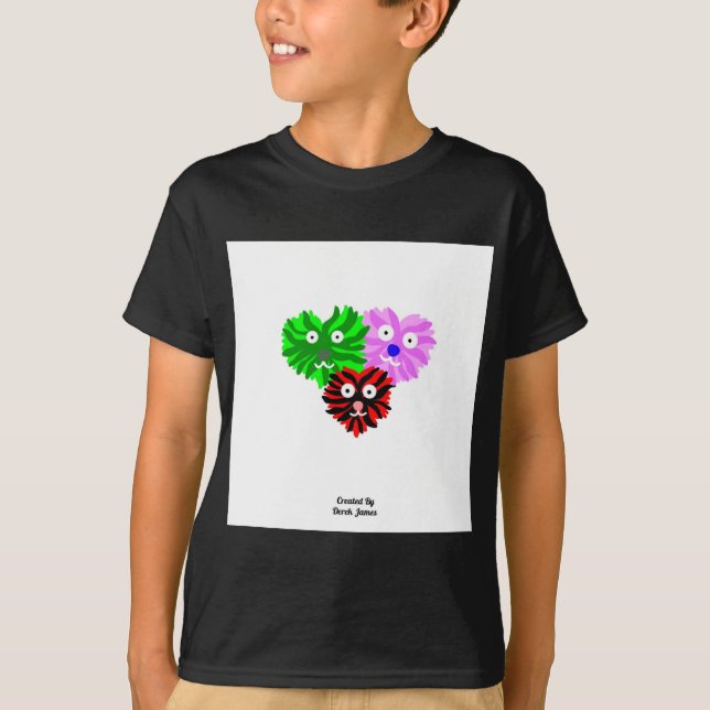T-shirt Coeur Fuzzies Garçons Noir Basic T Chemise (Devant)