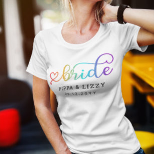 T-shirt Coeur gauche Rainbow Bride LGBT Mariage