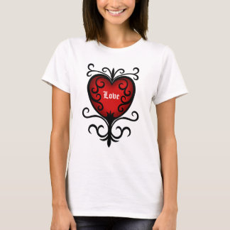 T-shirt Coeur gothique rouge foncé orné
