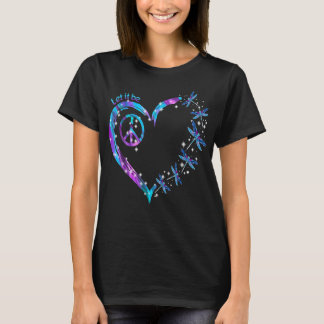 T-shirt Coeur hippie - coeur de libellule hippie coloré