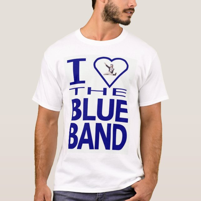 T-shirt Coeur I la bande bleue (Devant)