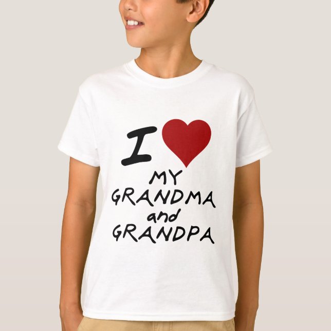 T-shirt coeur i ma grand-maman et grand-papa (Devant)