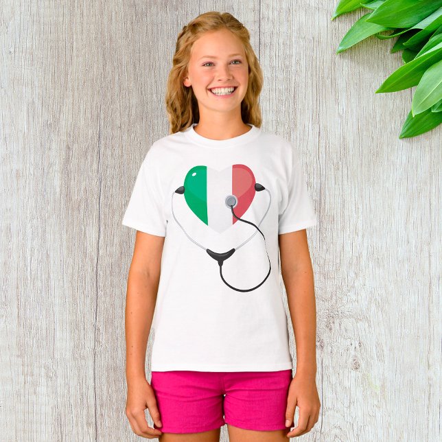 T-shirt Coeur italien avec stéthoscope Soins de santé (Créateur téléchargé)