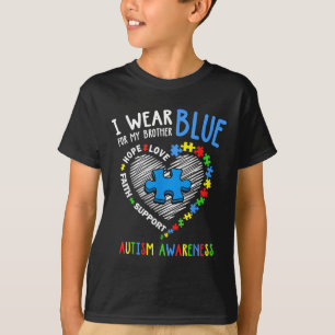 T-shirt Coeur Je Porte Du Bleu Pour Ma Sensibilisation sur