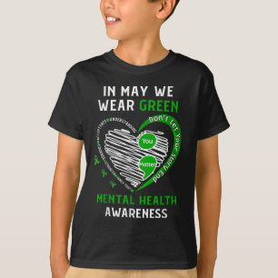 T-shirt Coeur Je Porte Vert Pour La Sensibilisation À La S