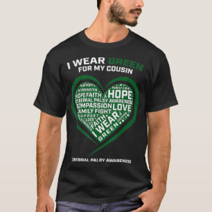 T-shirt Coeur Je Porte Vert Pour Ma Peste Cérébrale Cous