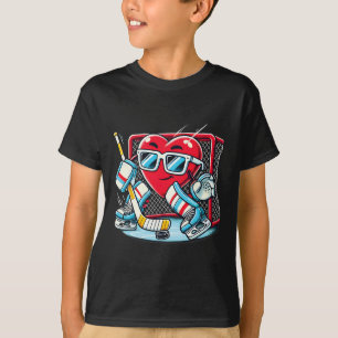 T-shirt Cœur jouant au gardien de but de hockey pour la Sa