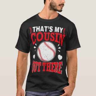 T-shirt Coeur Le Joueur De Baseball Que Mon Cousin Là-Bas