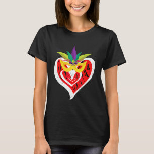 T-shirt Coeur Leopard Joyeux Mardi Gras Drôle Masque Carna