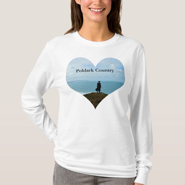 T-shirt Coeur les Cornouailles Angleterre de photo de pays (Devant)