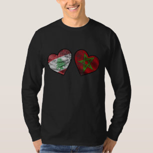 T-shirt Coeur Libanais Marocain Et Drapeaux Nationaux