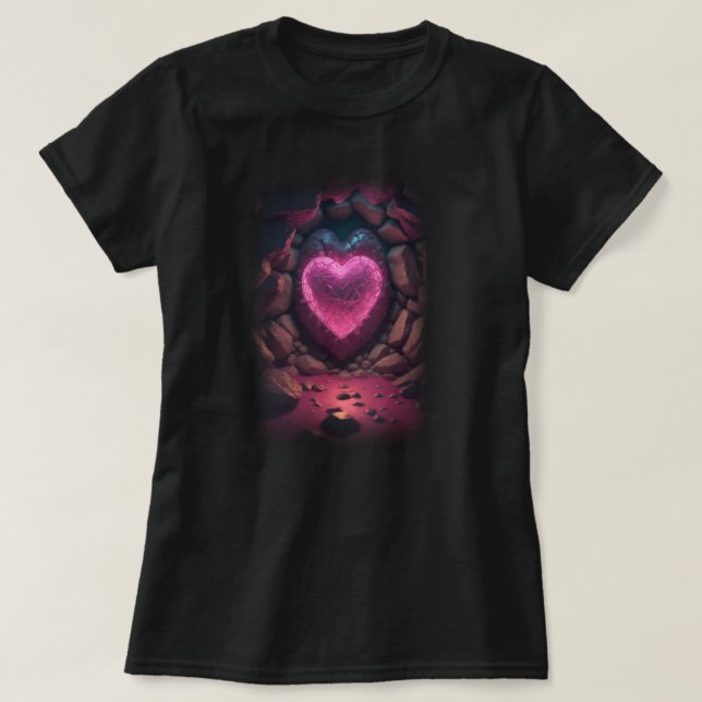 T-shirt Coeur lumineux 3d profond à l'intérieur (Design devant)