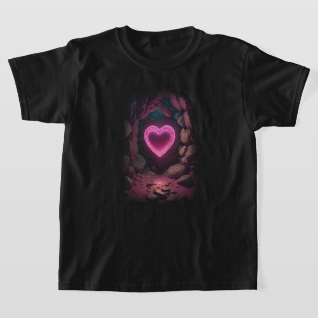 T-shirt Coeur lumineux 3d profond à l'intérieur (Poser)