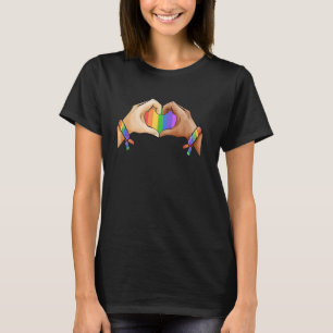 T-shirt coeur main lgbtq rainbow flag gay pride lgbt consc