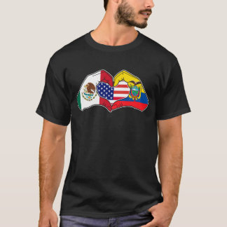 T-shirt Coeur mains le Mexique, l'Equateur et les Etats-Un