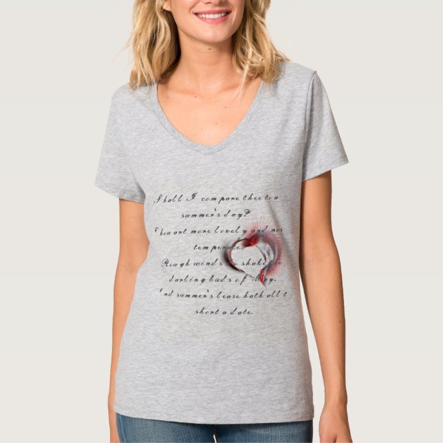 T-shirt Coeur métallique avec sonnet de Shakespeare 18 (Devant)