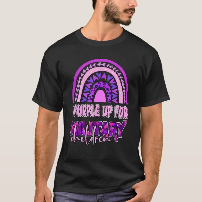 T-shirt Coeur Militaire Mois Enfant Purple Up Pour Militai (Devant)