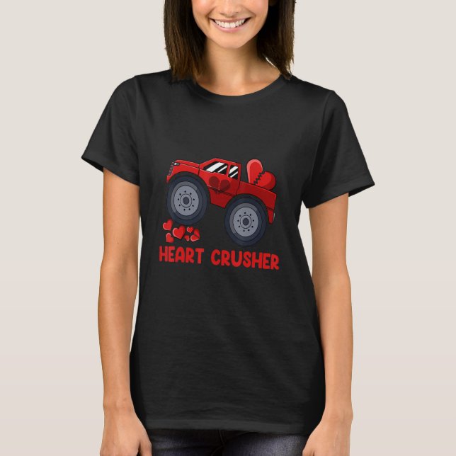 T-shirt Coeur Monster Truck Croisher Valentines Day Cute B (Devant)