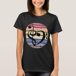 T-shirt Cœur Musical Audacieux Sur Bandes de Couleurs de C