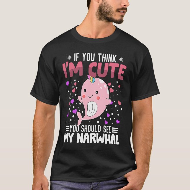 T-shirt Coeur Narwhal Saint-Valentin Animal pour femmes Ki (Devant)