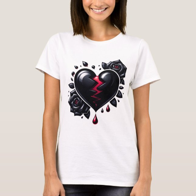 T-shirt Coeur noir et rouge (Devant)