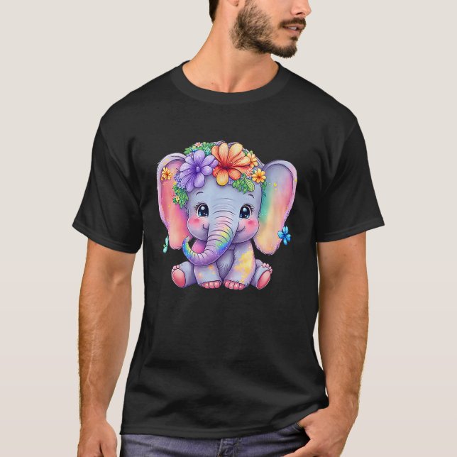 T-shirt Coeur Oreilles Bébé Eléphant Valentines Jour migno (Devant)