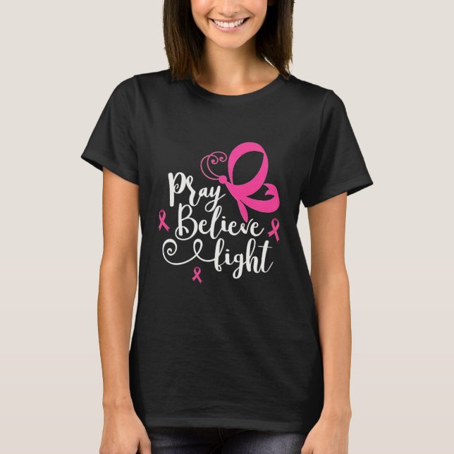 T-shirt Coeur papillon rose Je suis un survivant Cancer du (Devant)