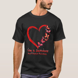 T-shirt Coeur papillon rouge Je suis une maladie cardiaque