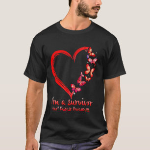 T-shirt Coeur Papillon Rouge Je Suis Une Maladie Cardiaque